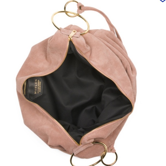 🩷NWT-MARLON GORGEOUS Made In Italy Genuine Suede Leather Circle Handle Hobo🩷 - Picture 14 of 17
